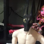 Resin BJD Head Only Dog Head,Demon Goat Horn Nun Satanic Evil Theme Resin Figure