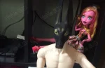 Resin BJD Head Only Dog Head,Demon Goat Horn Nun Satanic Evil Theme Resin Figure